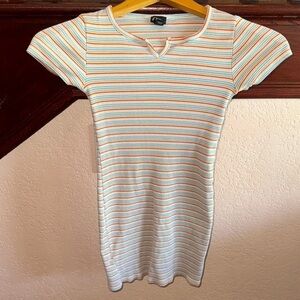 Art Class Girls Size 7/8 Short Sleeve Cotton Multicolor Striped Casual Dress